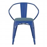 Luna Commercial Blue Metal Chair-Teal Seat