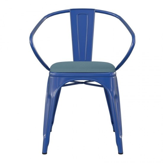 Luna Commercial Blue Metal Chair-Teal Seat