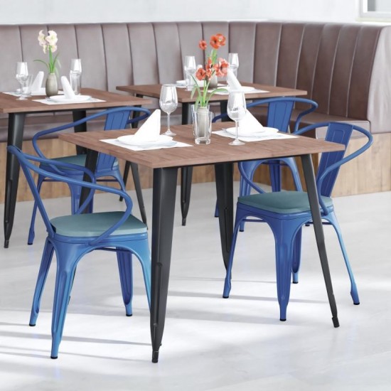 Luna Commercial Blue Metal Chair-Teal Seat