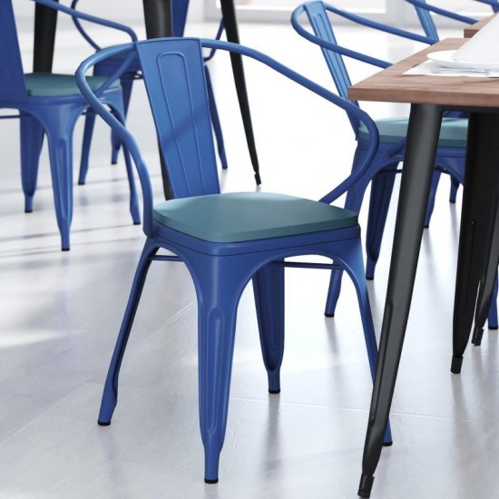 Luna Commercial Blue Metal Chair-Teal Seat