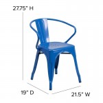 Luna Commercial Grade Blue Metal Chair-Teak Seat