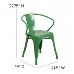 Luna Commercial Grade Green Metal Chair-Teak Seat