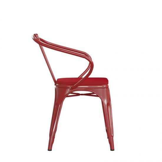 Luna Commercial Grade Red Metal Chair-Red Seat