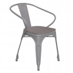 Luna Commercial Grade Silver Metal Chair-Gray Seat