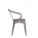 Luna Commercial Grade Silver Metal Chair-Gray Seat