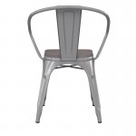 Luna Commercial Grade Silver Metal Chair-Gray Seat