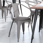 Luna Commercial Grade Silver Metal Chair-Gray Seat