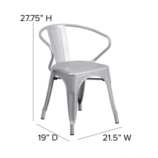 Luna Commercial Grade Silver Metal Chair-Gray Seat