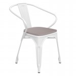 Luna Commercial Grade White Metal Chair-Gray Seat