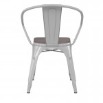 Luna Commercial Grade White Metal Chair-Gray Seat