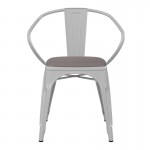 Luna Commercial Grade White Metal Chair-Gray Seat