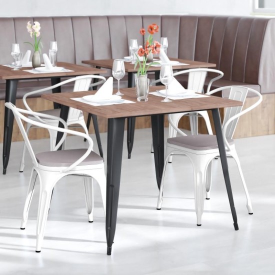 Luna Commercial Grade White Metal Chair-Gray Seat