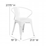 Luna Commercial Grade White Metal Chair-Gray Seat