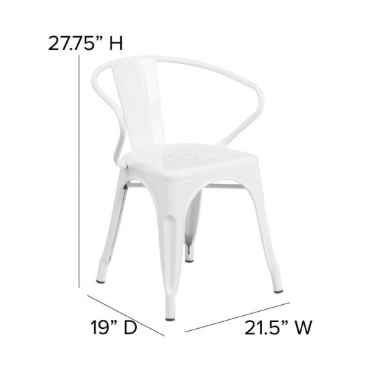 Luna Commercial Grade White Metal Chair-Gray Seat