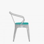 Luna Commercial Grade White Metal Chair-Mint Seat