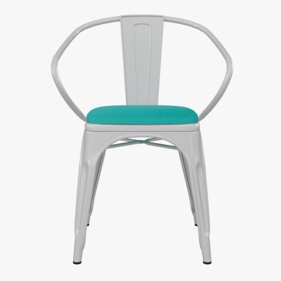 Luna Commercial Grade White Metal Chair-Mint Seat