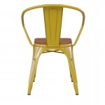 Luna Commercial Grade Yellow Metal Chair-Teak Seat