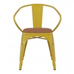 Luna Commercial Grade Yellow Metal Chair-Teak Seat