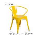 Luna Commercial Grade Yellow Metal Chair-Teak Seat