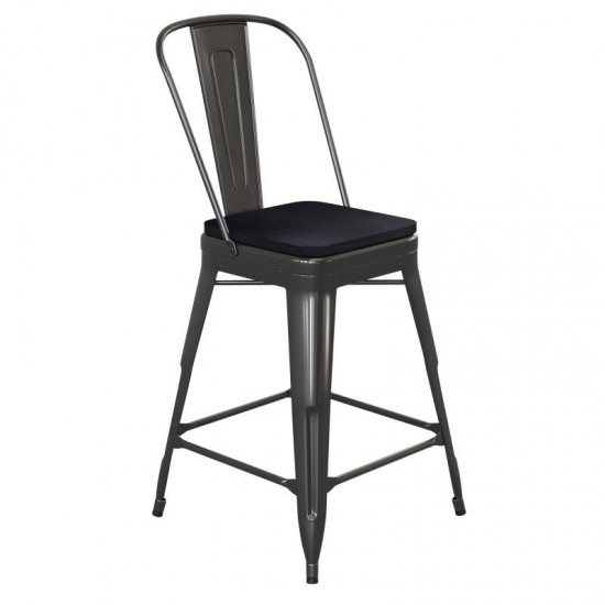 24" Black Stool-Black Seat