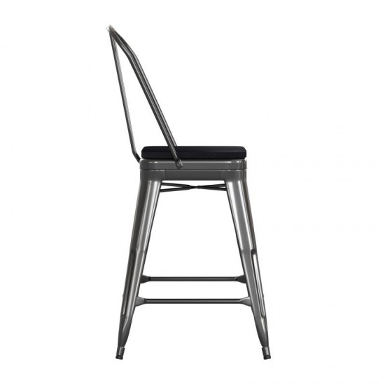 24" Black Stool-Black Seat