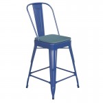 24" Blue Stool-Teal Seat