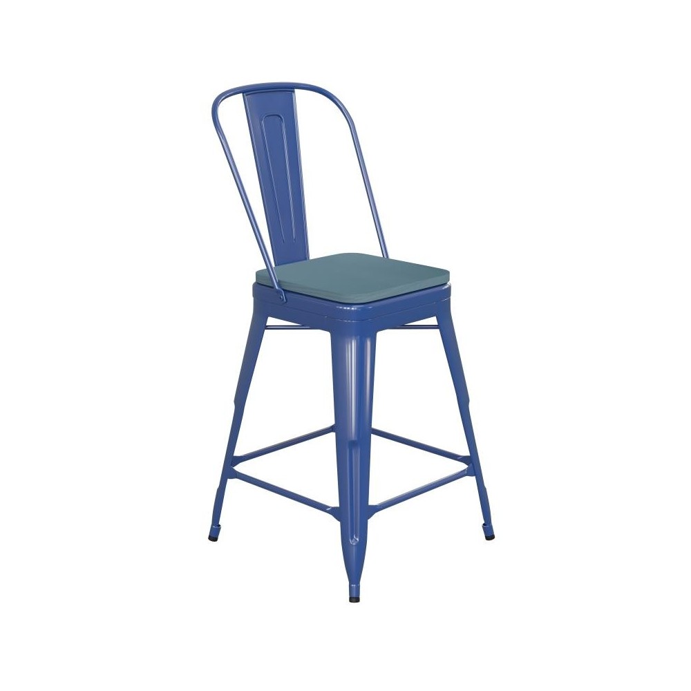 24" Blue Stool-Teal Seat