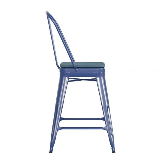 24" Blue Stool-Teal Seat