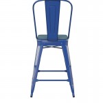 24" Blue Stool-Teal Seat