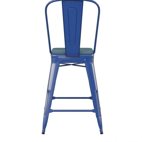 24" Blue Stool-Teal Seat