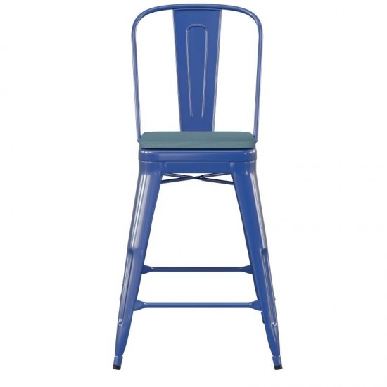 24" Blue Stool-Teal Seat