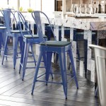 24" Blue Stool-Teal Seat