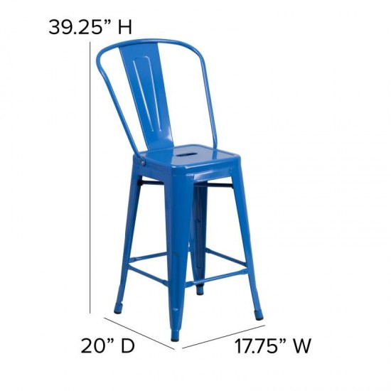 24" Blue Stool-Teal Seat