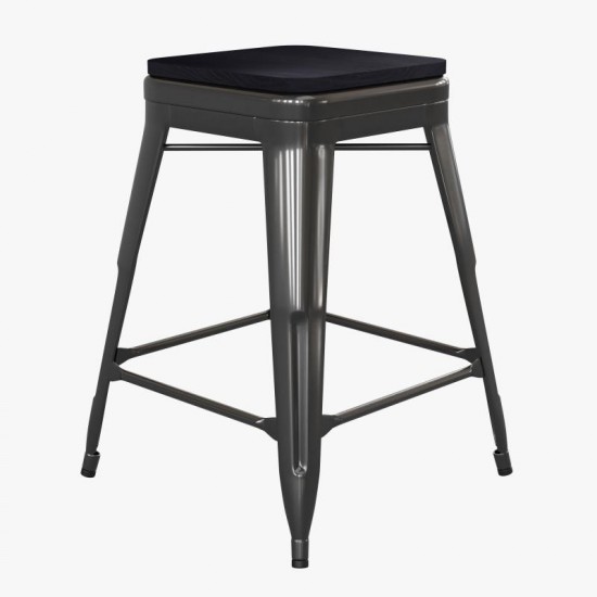 24" Black Stool-24" Black Seat