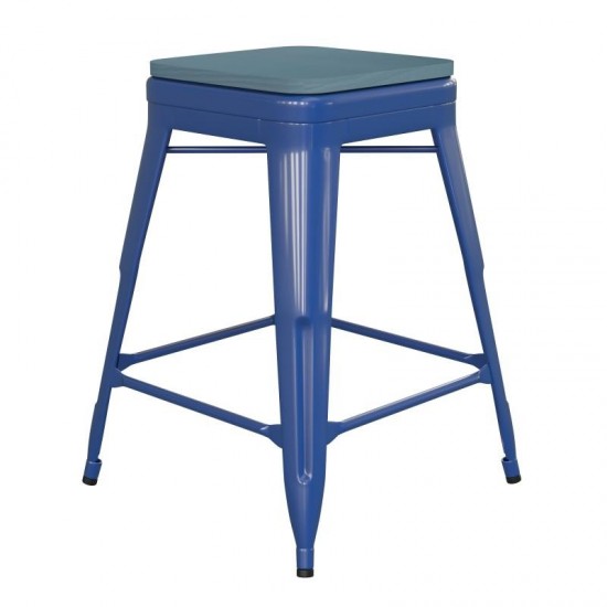 24" Blue Stool-Teal Blue Seat