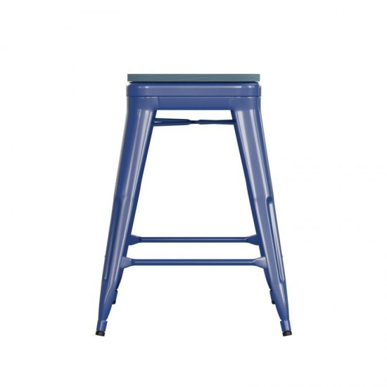 24" Blue Stool-Teal Blue Seat