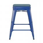 24" Blue Stool-Teal Blue Seat