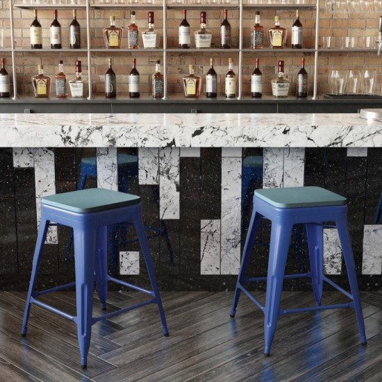 24" Blue Stool-Teal Blue Seat