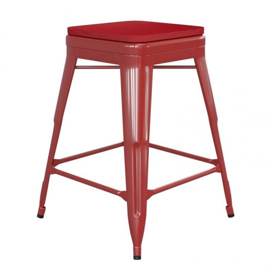 24" Red Stool-Red Seat