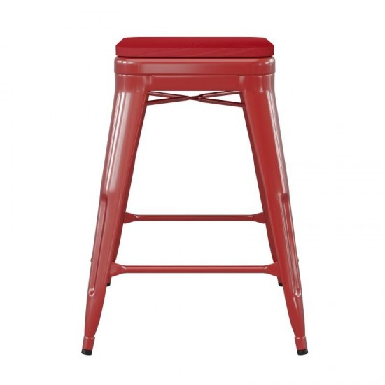 24" Red Stool-Red Seat