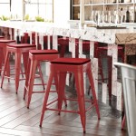 24" Red Stool-Red Seat