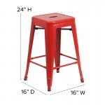 24" Red Stool-Red Seat