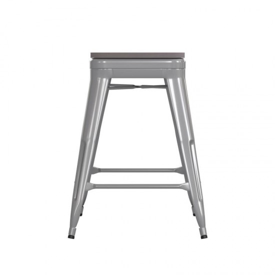 24" Silver Stool-Gray Seat