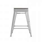 24" White Stool-Gray Seat