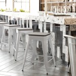 24" White Stool-Gray Seat