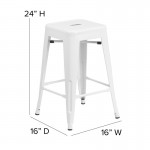 24" White Stool-Gray Seat