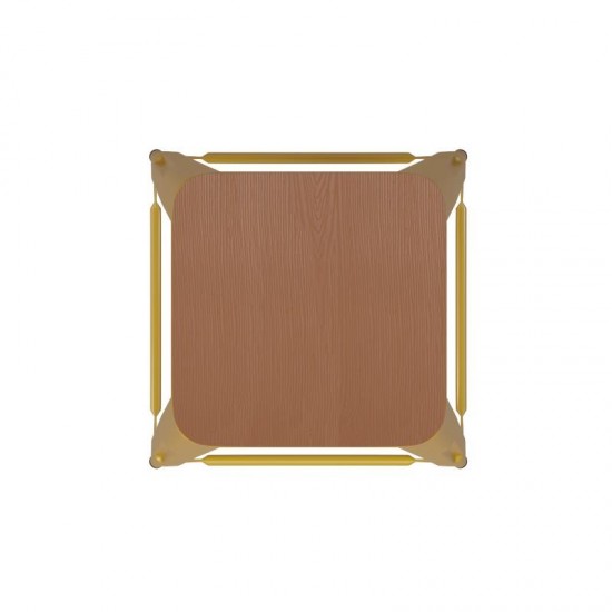 24" Yellow Stool-Teak Seat