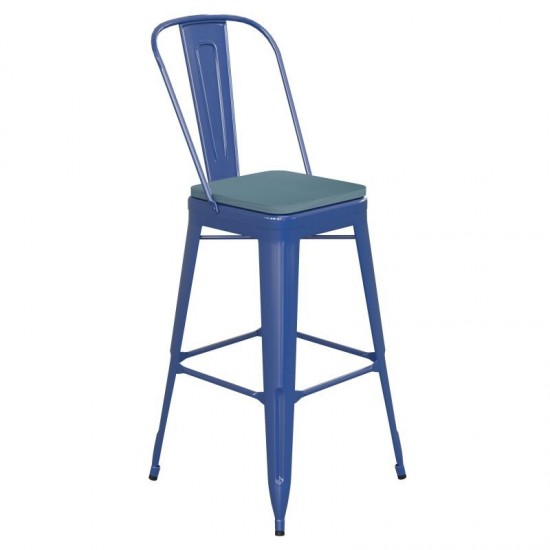 30" Blue Stool-Teal Seat