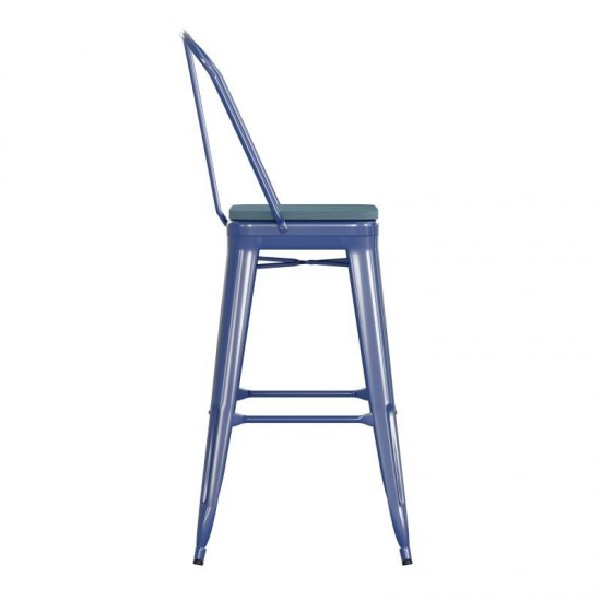 30" Blue Stool-Teal Seat