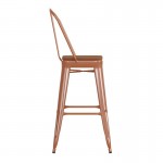 Kai Commercial Grade 30" Orange Stool-Teak Seat